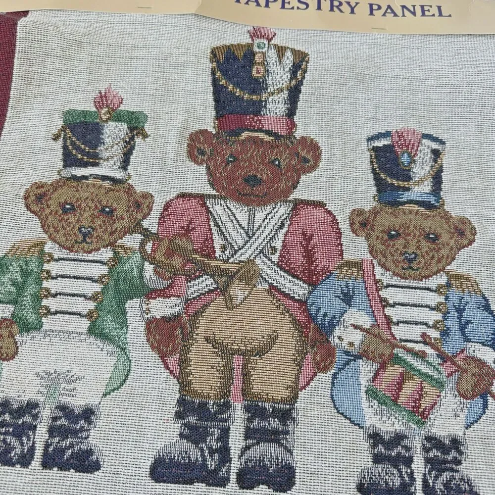 Xmas Toy Soldier Jacquard Tapestry Pillow Panel Bear Drum Band Craft Project NOS